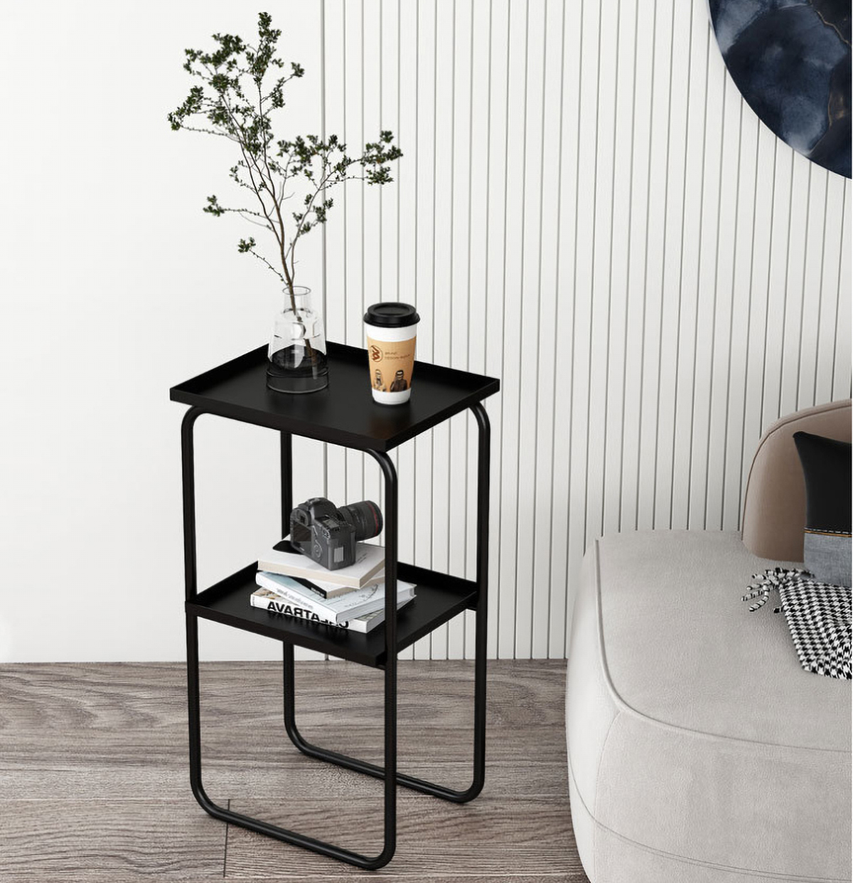 Matorino -Best End Table 2 Tier Coffee Table, Metal End Table Simple Style Side Table, Easy to Assemble Sofa Table for Living Room, Outdoor Center Table, Fashion Furniture.
