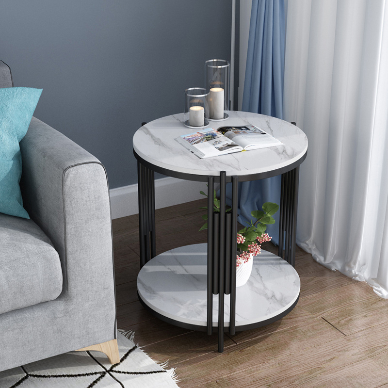 Matorino -Round Coffee and Side Accent End Table for Living Room with Metal & Engineered Wood Tabletop and Metal Frame.