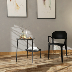 Matorino -Metal 2 Tier Accent Table with Shaded Glass Top, Mini Coffee Table, Nordic Minimalist Small Round Sofa Side Table.