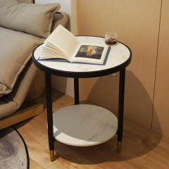 Matorino -Bedside Tables Round 2-Tier Sofa Side Coffee End Table, Balcony Leisure Display Rack, Home Modern Simple Small Furniture,(Sintered Stone Top).