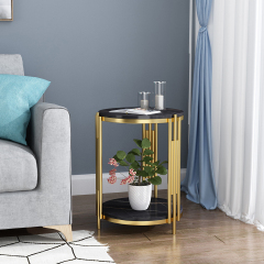 Matorino -Round Coffee and Side Accent End Table for Living Room with Metal & Engineered Wood Tabletop and Metal Frame.