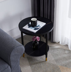 Matorino -Bedside Tables Round 2-Tier Sofa Side Coffee End Table, Balcony Leisure Display Rack, Home Modern Simple Small Furniture,(Sintered Stone Top).