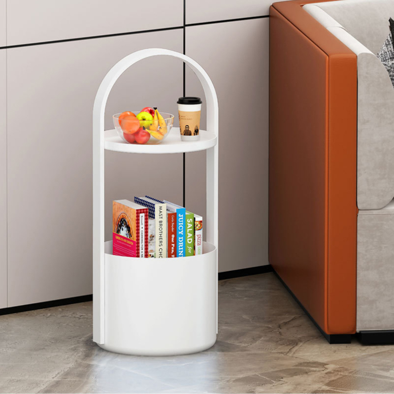 Matorino -Portable Coffee Table with Handle and Storage Basket, Nordic Light Luxury Creative Sofa Side Table, Corner Table Storage Racks, Accent Table for Living Room Bedroom.