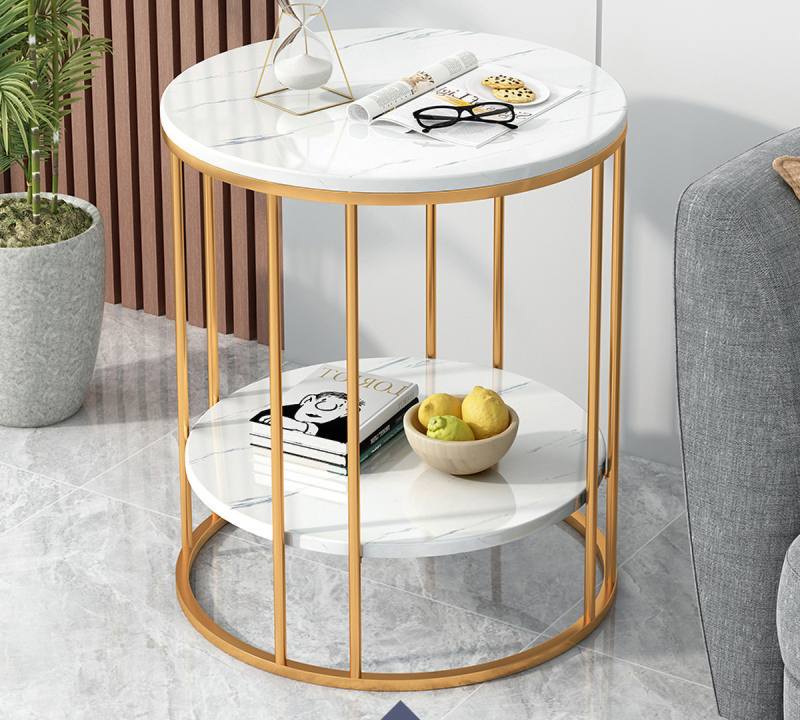 Matorino -Round Coffee and Side Accent End Table for Living Room with Metal & Engineered Wood Tabletop and Metal Frame.