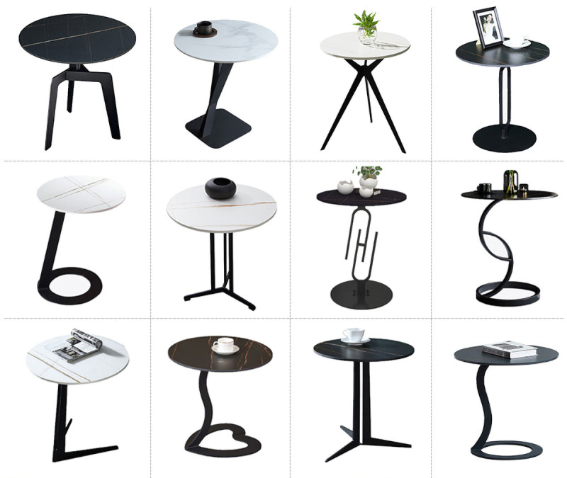 Matorino -End Table for Sofa, Stylish Round Marble Side Tables with Metal Base, Balcony Entryway Hallway Accent Table.