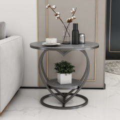 Matorino -Home End Table, Metal Nightstand, Coffee Round Table, Sofa Side Snack Table with Drawer Storage, 2-Tier Style Table for Living Room Bedroom.