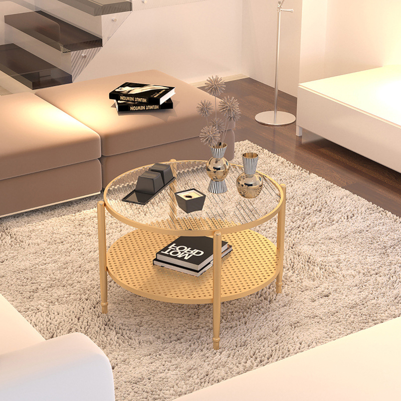 Matorino -Rustic Rattan Coffee Table, Nordic Living Room Coffee Tables With Storage, Entrance Hall Furniture.