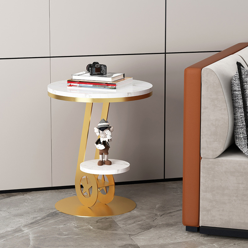 Matorino -Luxury Marble Sofa Side Table, Corner Table For Living Room, Sofa End Table, Small Round Coffee Table.