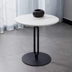Matorino -End Table for Sofa, Stylish Round Marble Side Tables with Metal Base, Balcony Entryway Hallway Accent Table.