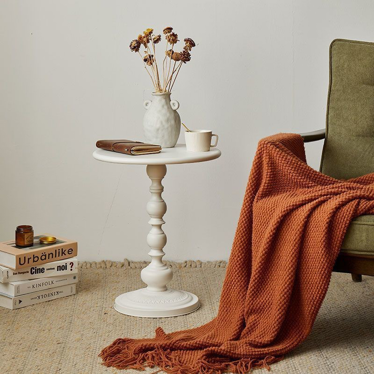 Matorino -Simple Iron Side Table, Living Room Sofa Round Table, Small Apartment Coffee Table, Metal Material， Assemble And Install