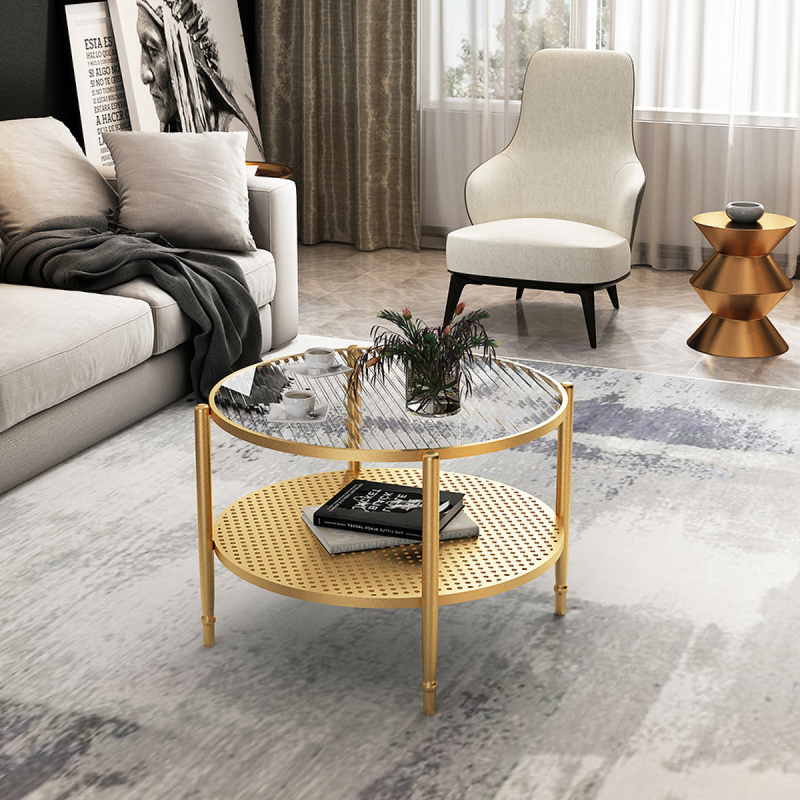Matorino -Rustic Rattan Coffee Table, Nordic Living Room Coffee Tables With Storage, Entrance Hall Furniture.