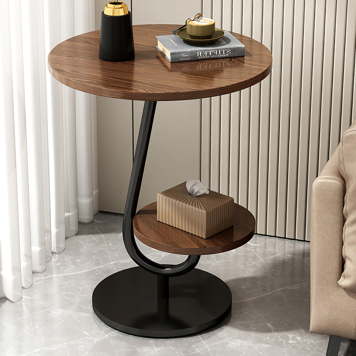 Matorino -Luxury Marble End Table Decor, Round Coffee Table for Home & Living Room, Gold Coffee Table, Outdoor & Indoor Furniture.