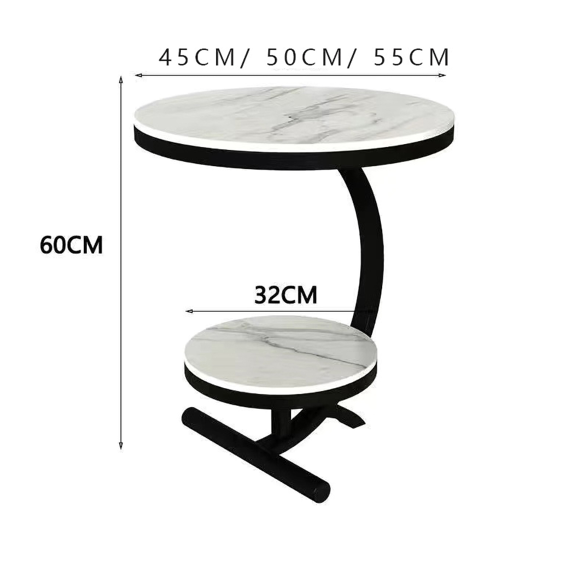 Matorino -Luxury Marble Sofa Side Table, Corner Table For Living Room, Sofa End Table, Small Round Coffee Table.