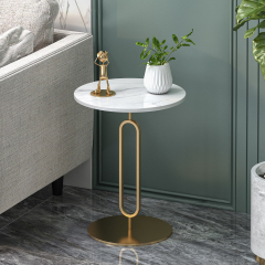Matorino -End Table for Sofa, Stylish Round Marble Side Tables with Metal Base, Balcony Entryway Hallway Accent Table.