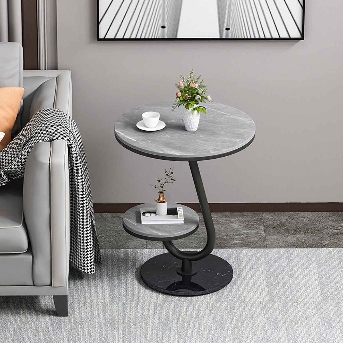 Matorino -Luxury Marble End Table Decor, Round Coffee Table for Home & Living Room, Gold Coffee Table, Outdoor & Indoor Furniture.