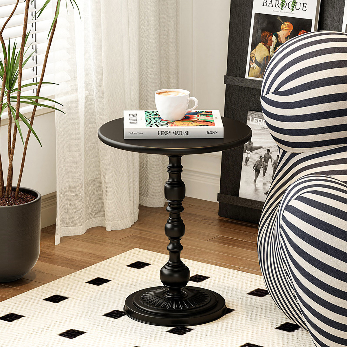 Matorino -Simple Iron Side Table, Living Room Sofa Round Table, Small Apartment Coffee Table, Metal Material， Assemble And Install