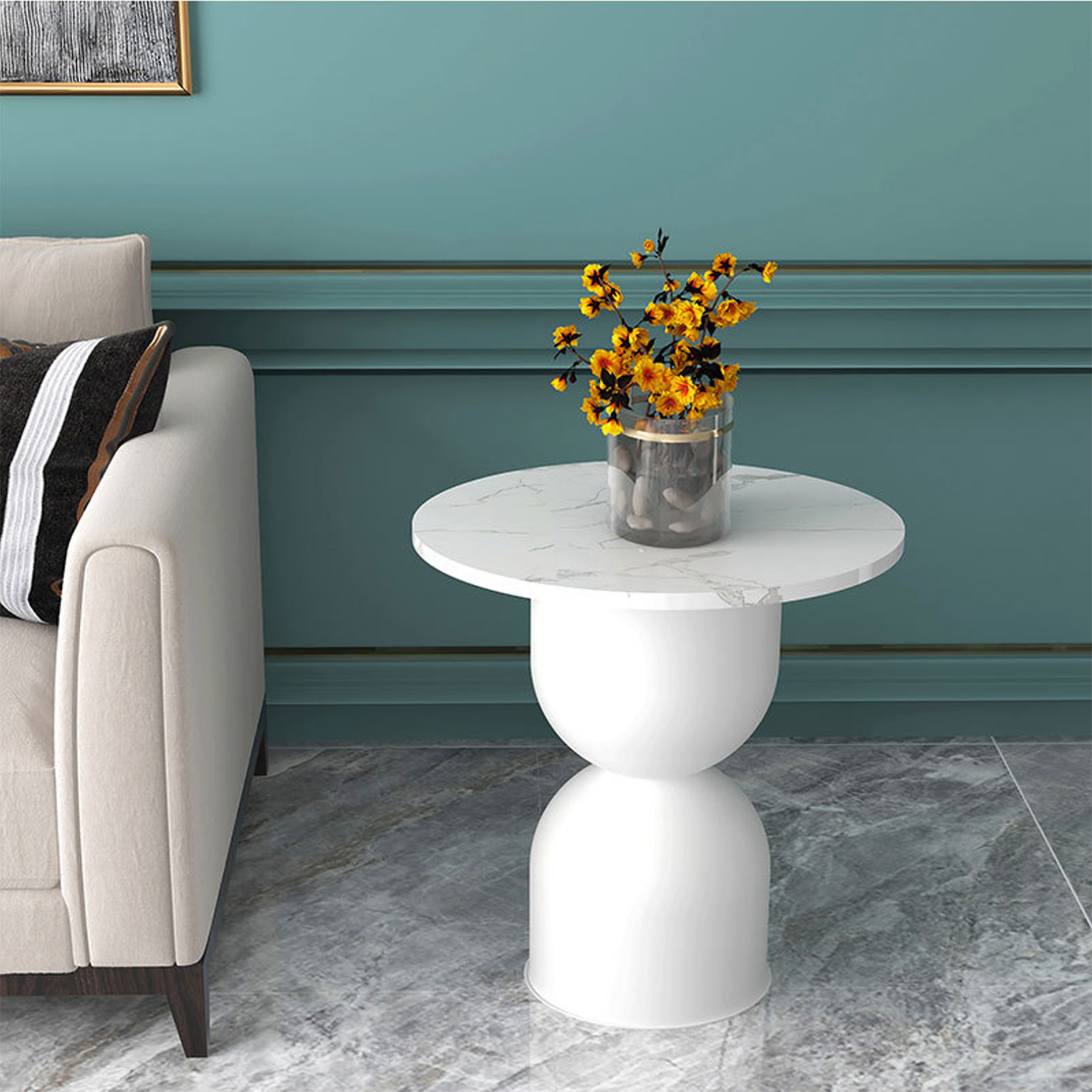 Matorino -Nordic Creative Side Table, Modern Ins Living Room Small round Table, Sofa Small Coffee Table, Side Cabinet, round Iron Corner Table.