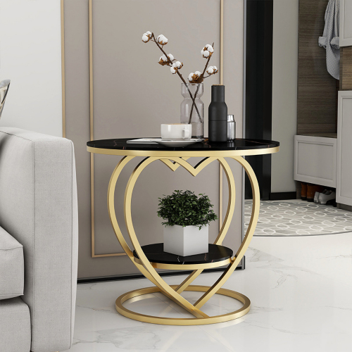 Matorino -Home End Table, Metal Nightstand, Coffee Round Table, Sofa Side Snack Table with Drawer Storage, 2-Tier Style Table for Living Room Bedroom.