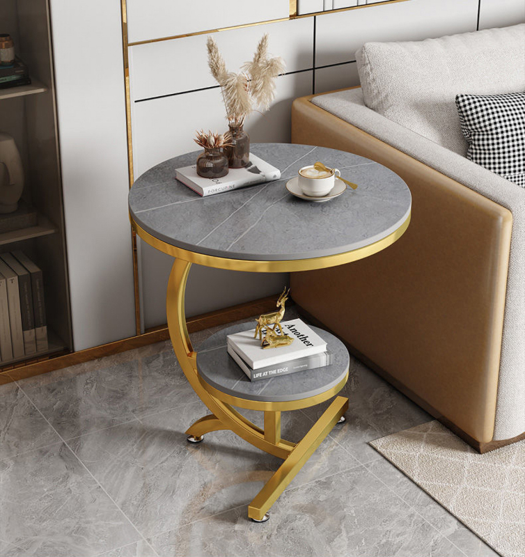 Matorino -Luxury Marble Sofa Side Table, Corner Table For Living Room, Sofa End Table, Small Round Coffee Table.