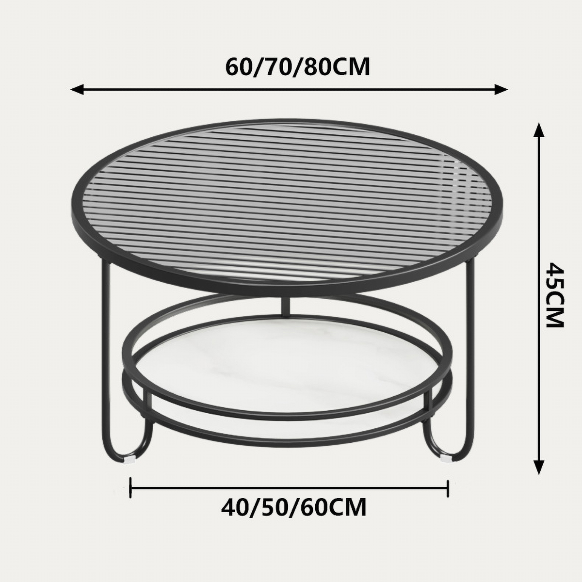 Matorino -Stylish and Practical Modern Round Glass Coffee Table, with Storage Included and Tempered Glass Top.