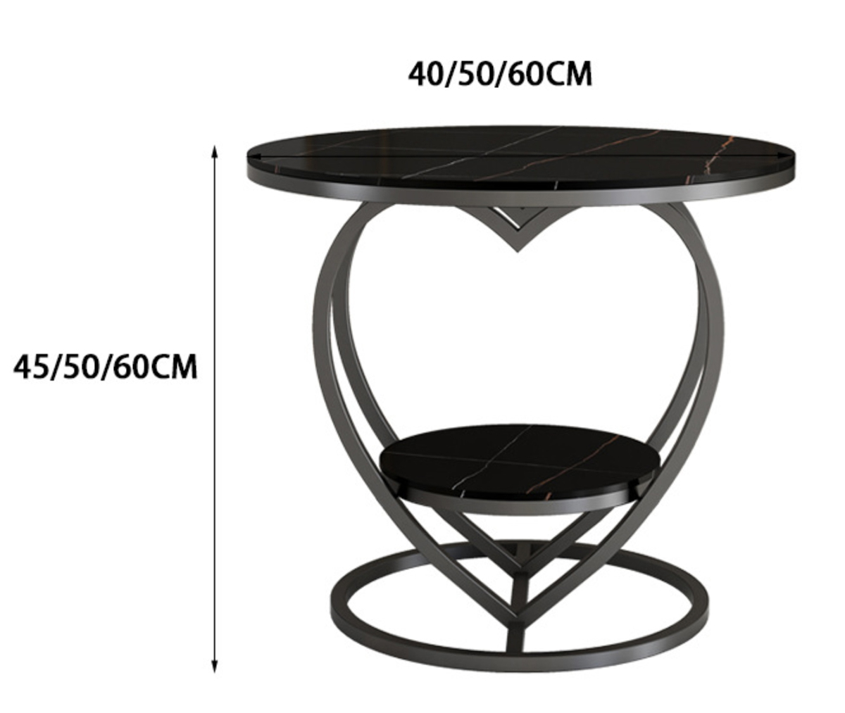 Matorino -Home End Table, Metal Nightstand, Coffee Round Table, Sofa Side Snack Table with Drawer Storage, 2-Tier Style Table for Living Room Bedroom.