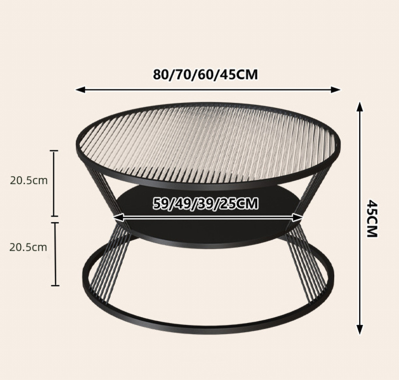 Matorino -End Table, 2 Tier Round Coffee Table with Open Storage Shelf for Living Room, Tempered Glass Table Top, Metal Frame.