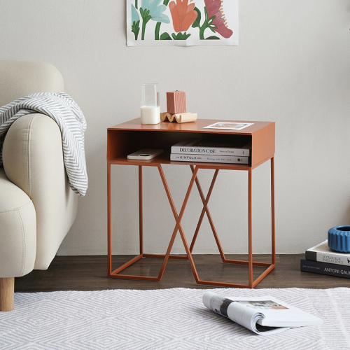 Matorino -New Iron Art Coffee Table, Rectangular Metal Side Table, Simple Personality All-Match Sofa End Table, Small Double Corner End Sofa Table.