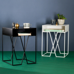 Matorino -New Iron Art Coffee Table, Rectangular Metal Side Table, Simple Personality All-Match Sofa End Table, Small Double Corner End Sofa Table.