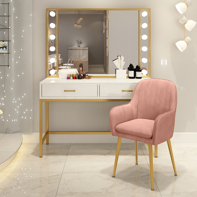 Matorino -Computer Desk with 2 Storage Drawers, Home Office Desk with Steel Frame, Simple Study Writing Workstation, Makeup Vanity Console Table for Living Room, Bedroom.