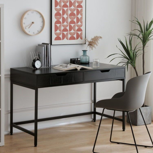 Matorino -Computer Desk with 2 Storage Drawers, Home Office Desk with Steel Frame, Simple Study Writing Workstation, Makeup Vanity Console Table for Living Room, Bedroom.