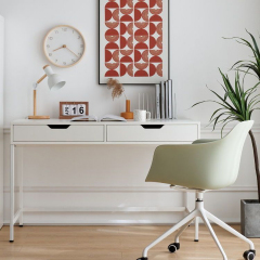 Matorino -Computer Desk with 2 Storage Drawers, Home Office Desk with Steel Frame, Simple Study Writing Workstation, Makeup Vanity Console Table for Living Room, Bedroom.