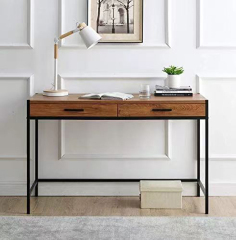 Matorino -Computer Desk with 2 Storage Drawers, Home Office Desk with Steel Frame, Simple Study Writing Workstation, Makeup Vanity Console Table for Living Room, Bedroom.