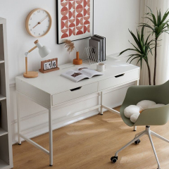 Matorino -Computer Desk with 2 Storage Drawers, Home Office Desk with Steel Frame, Simple Study Writing Workstation, Makeup Vanity Console Table for Living Room, Bedroom.