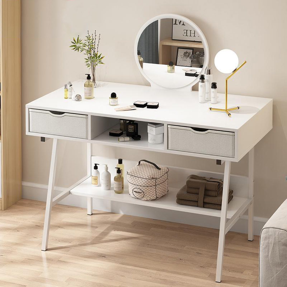 Matorino -Makeup Vanity Console Table with 2 Drawers for Bedroom, Small Computer Desk for Living Room, Home Office Desk for Writing Study.