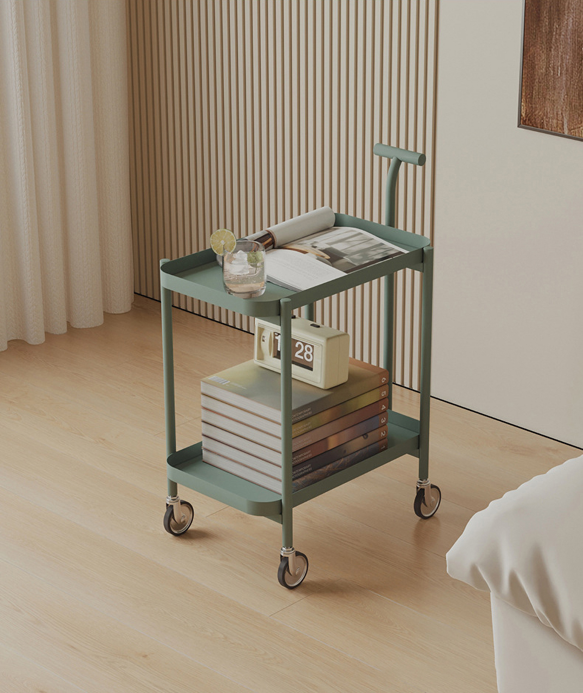 Matorino -2 Tier Trolley, Rolling Metal Storage Organizer - Mobile Utility Cart, Kitchen Cart with Caster Wheels, Organizer Serving Cart.
