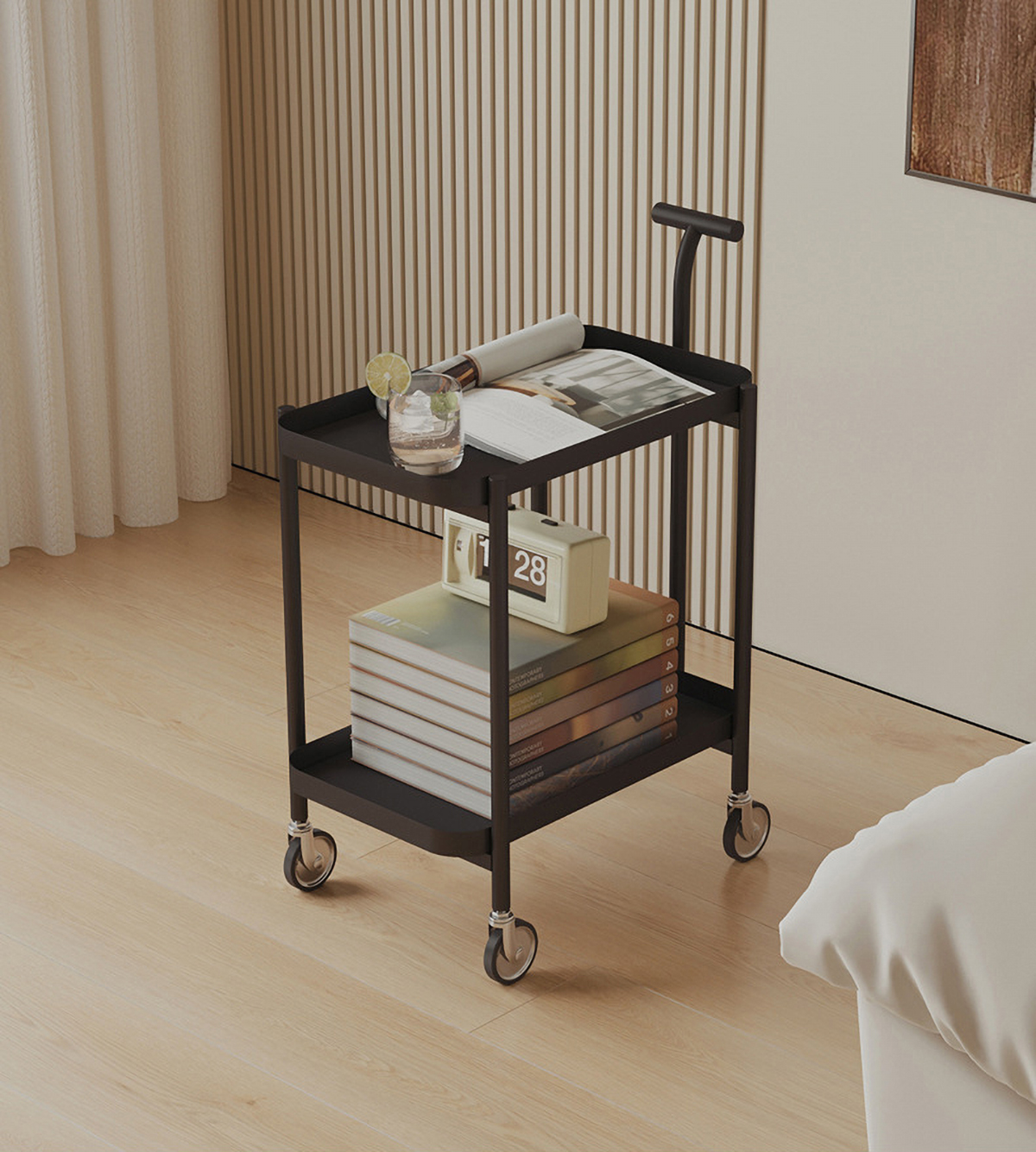 Matorino -2 Tier Trolley, Rolling Metal Storage Organizer - Mobile Utility Cart, Kitchen Cart with Caster Wheels, Organizer Serving Cart.