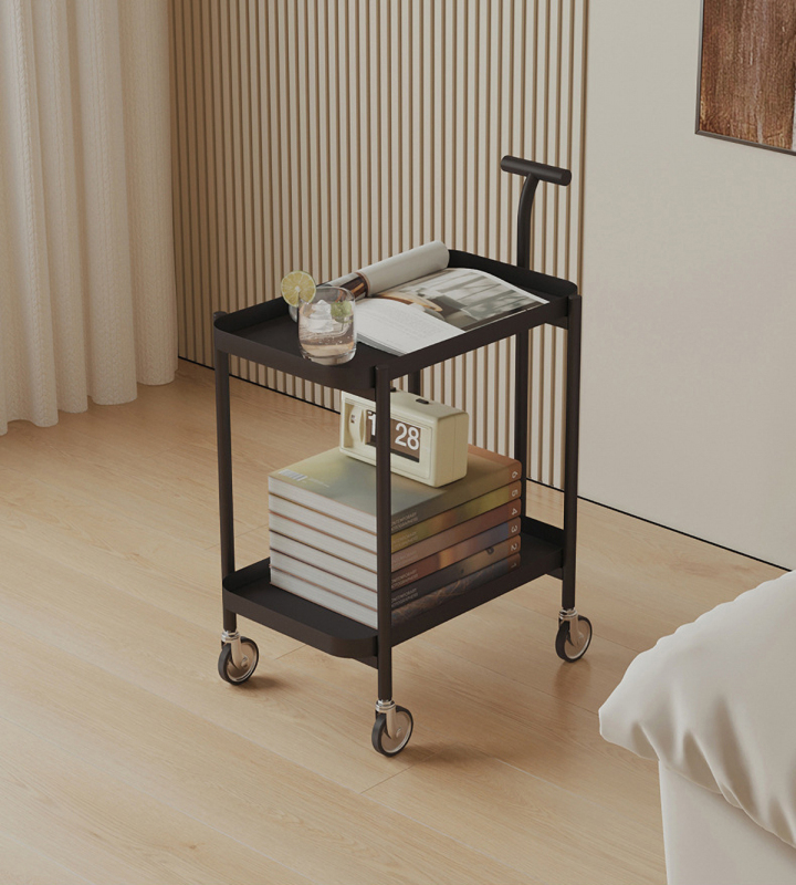 Matorino -2 Tier Trolley, Rolling Metal Storage Organizer - Mobile Utility Cart, Kitchen Cart with Caster Wheels, Organizer Serving Cart.