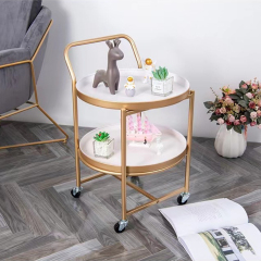 Matorino -Rolling Home Bar Serving Cart, Round Bar Cart, Metal Wine Liquor Cart, Gold Bar Cart 2-Tier & 3-Tier, Modern Mobile Serving Cart with Handle.