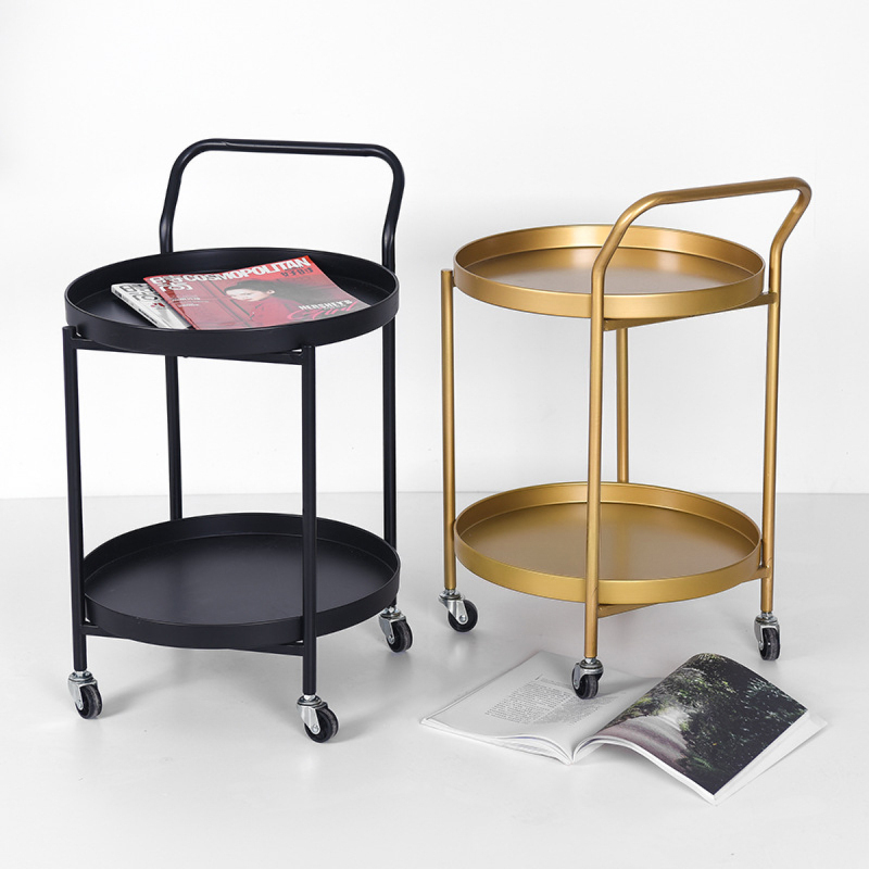 Matorino -Rolling Home Bar Serving Cart, Round Bar Cart, Metal Wine Liquor Cart, Gold Bar Cart 2-Tier & 3-Tier, Modern Mobile Serving Cart with Handle.