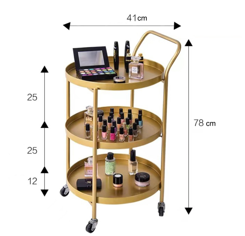 Matorino -Rolling Home Bar Serving Cart, Round Bar Cart, Metal Wine Liquor Cart, Gold Bar Cart 2-Tier & 3-Tier, Modern Mobile Serving Cart with Handle.