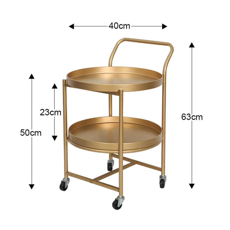 Matorino -Rolling Home Bar Serving Cart, Round Bar Cart, Metal Wine Liquor Cart, Gold Bar Cart 2-Tier & 3-Tier, Modern Mobile Serving Cart with Handle.