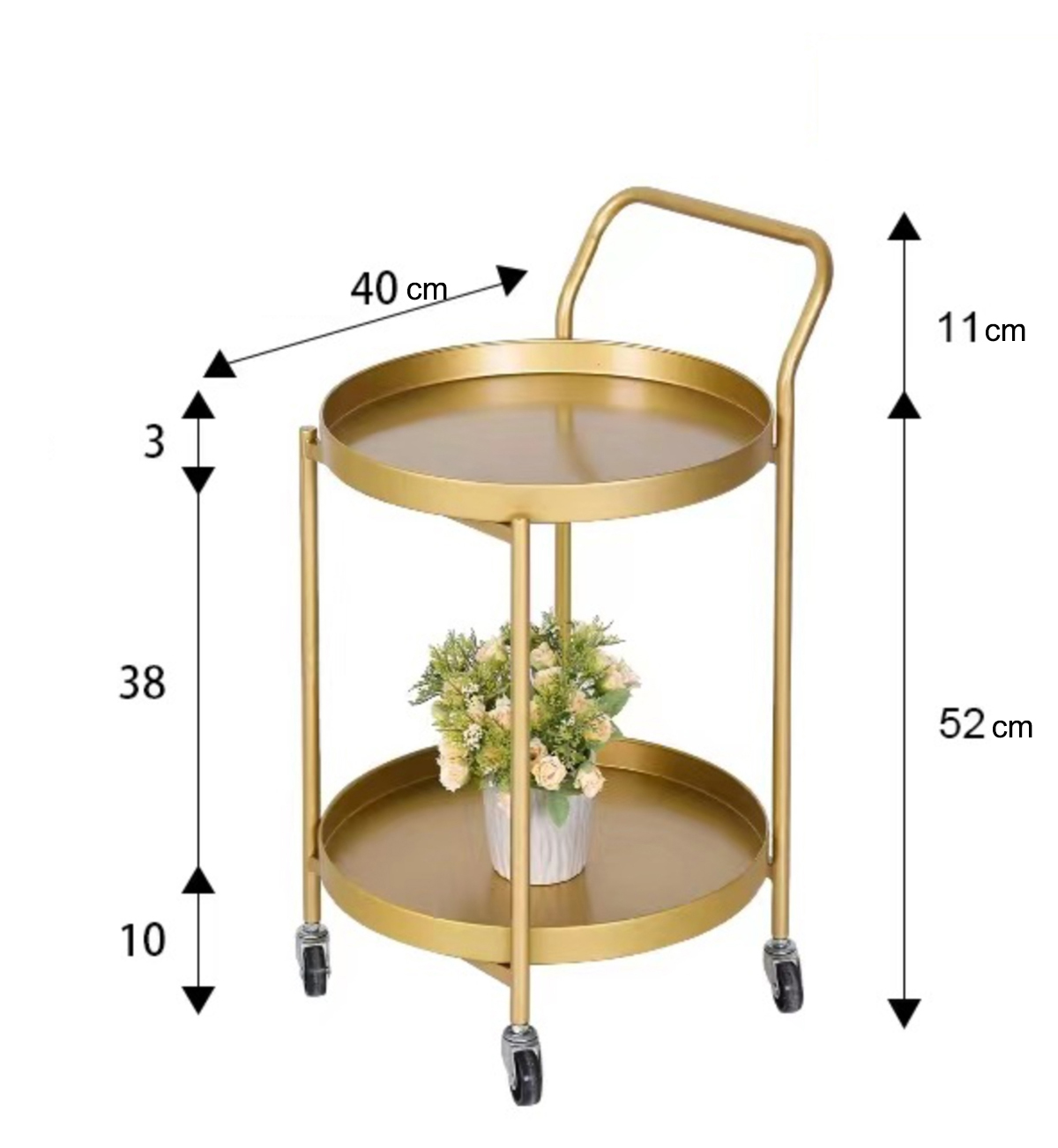 Matorino -Rolling Home Bar Serving Cart, Round Bar Cart, Metal Wine Liquor Cart, Gold Bar Cart 2-Tier & 3-Tier, Modern Mobile Serving Cart with Handle.