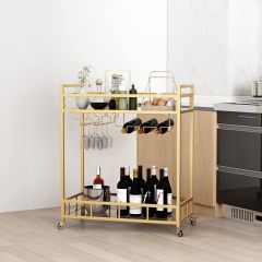 Matorino - Bar Cart, Serving Cart for Home, Microwave Cart, Drink Cart, Mobile Kitchen Shelf with Wine Rack and Glass Holder, Rolling Beverage Cart.