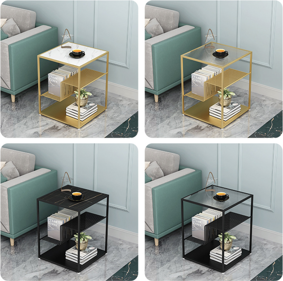 Matorino - Double Layer Side Tables for Dining Room, Metal Coffee Table for Living Room, Creative Side Tables, Simple Sofa End Table.
