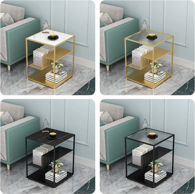 Matorino - Double Layer Side Tables for Dining Room, Metal Coffee Table for Living Room, Creative Side Tables, Simple Sofa End Table.