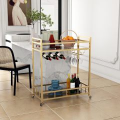 Matorino - Bar Cart, Serving Cart for Home, Microwave Cart, Drink Cart, Mobile Kitchen Shelf with Wine Rack and Glass Holder, Rolling Beverage Cart.