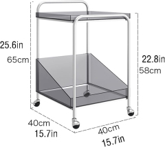 Matorino - 2 Tiers Acrylic Trolley, Home Bar Serving Cart with on Lockable Wheels, Coffee Bar Cart for Kitchen.