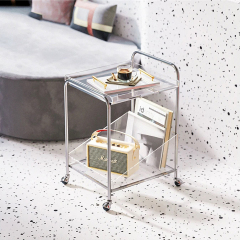 Matorino - 2 Tiers Acrylic Trolley, Home Bar Serving Cart with on Lockable Wheels, Coffee Bar Cart for Kitchen.