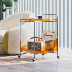 Matorino - 2 Tiers Acrylic Trolley, Home Bar Serving Cart with on Lockable Wheels, Coffee Bar Cart for Kitchen.