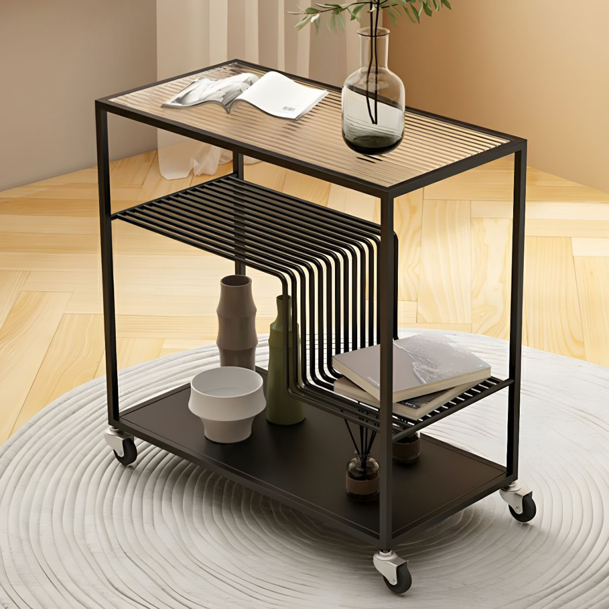 Matorino - Double Layer Side Tables for Dining Room, Metal Coffee Table for Living Room, Creative Side Tables, Simple Sofa End Table.